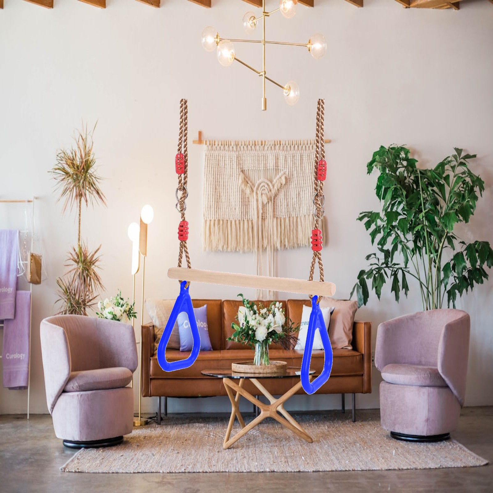 Gymnastic Ring Wood - İç ve Dış Mekan Eğlenceli Salıncak