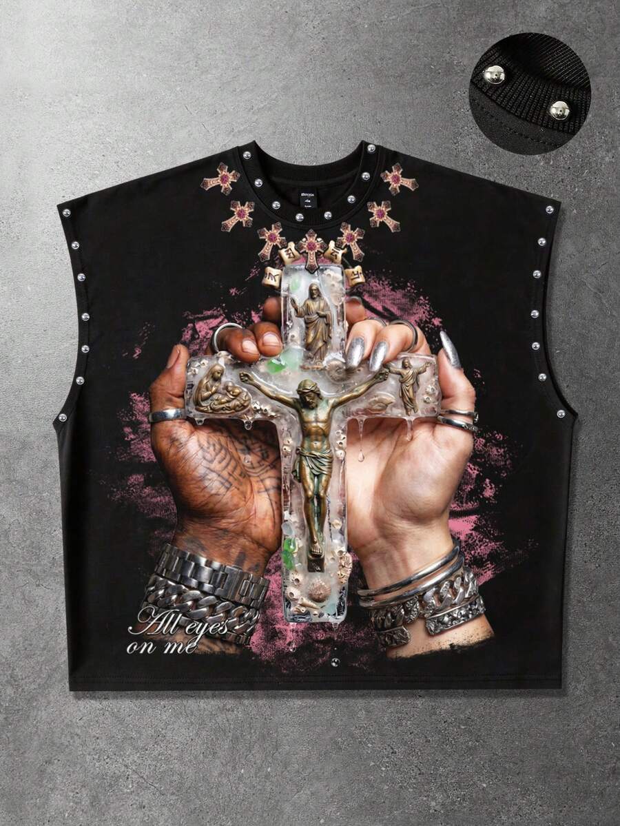 Crossfit Vest - Amerikan Retro Büyük Çapraz Grafik T