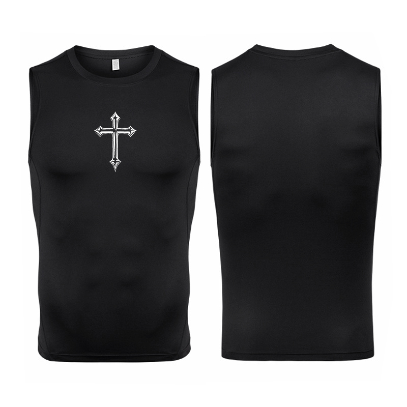 Crossfit Vest - Erkekler için çapraz baskı kolsuz sıkıştırma